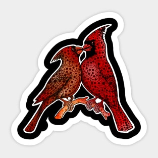 Red Cardinal birds mandala art Sticker